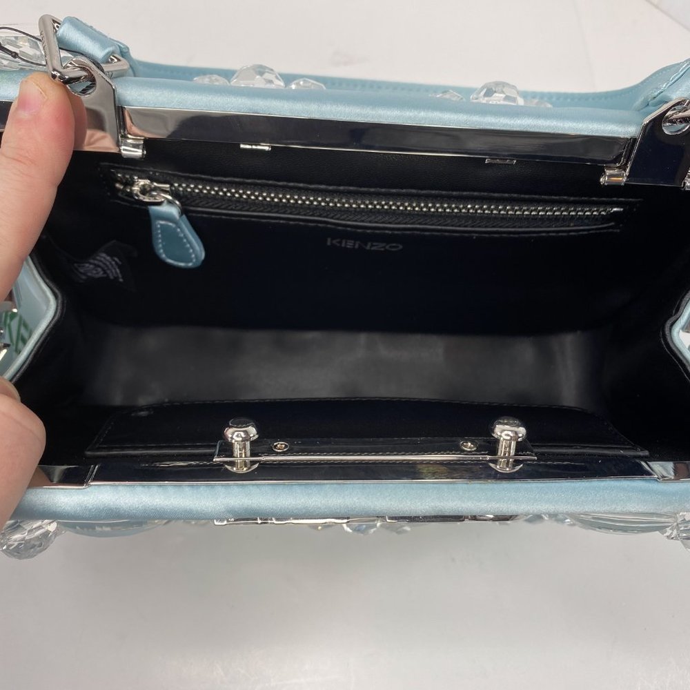 Kenzo Glacier Top Handle Silvertone Logo Bag - Picture 6 of 10